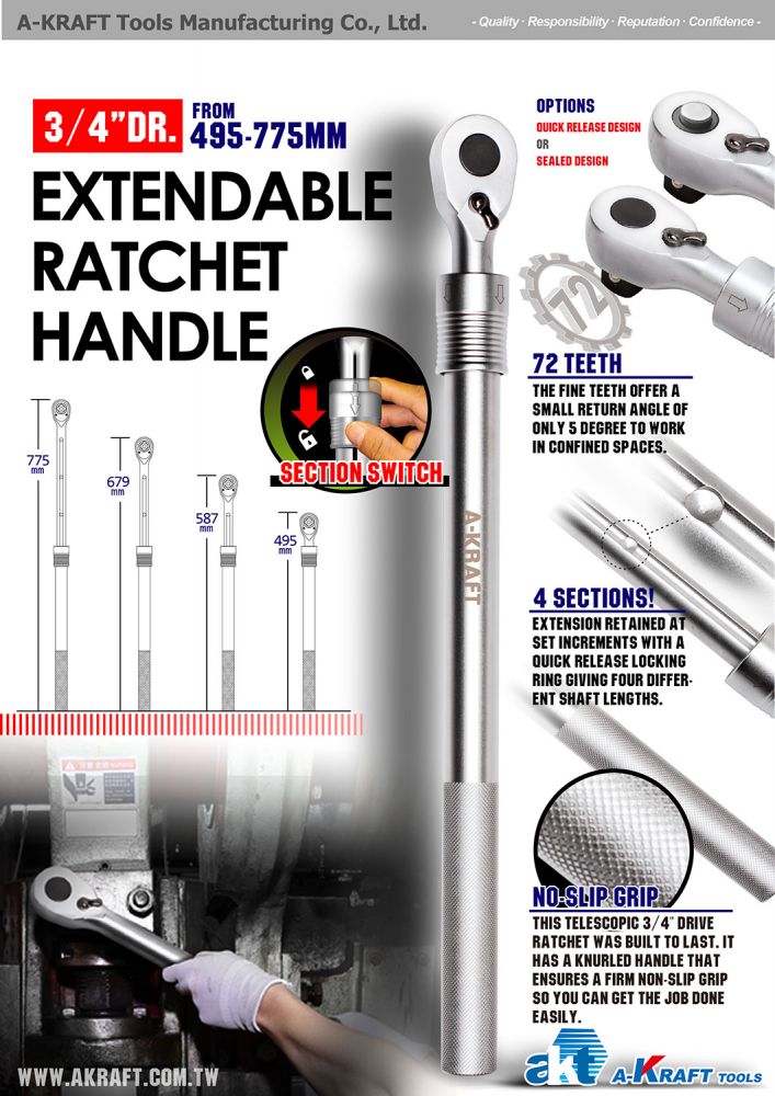 EXTENDABLE RATCHET HANDLE